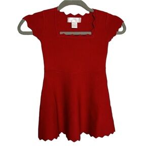 NEW NWT RACHEL PARCELL Red dress scalloped hem neck short sleeve girls size 4T